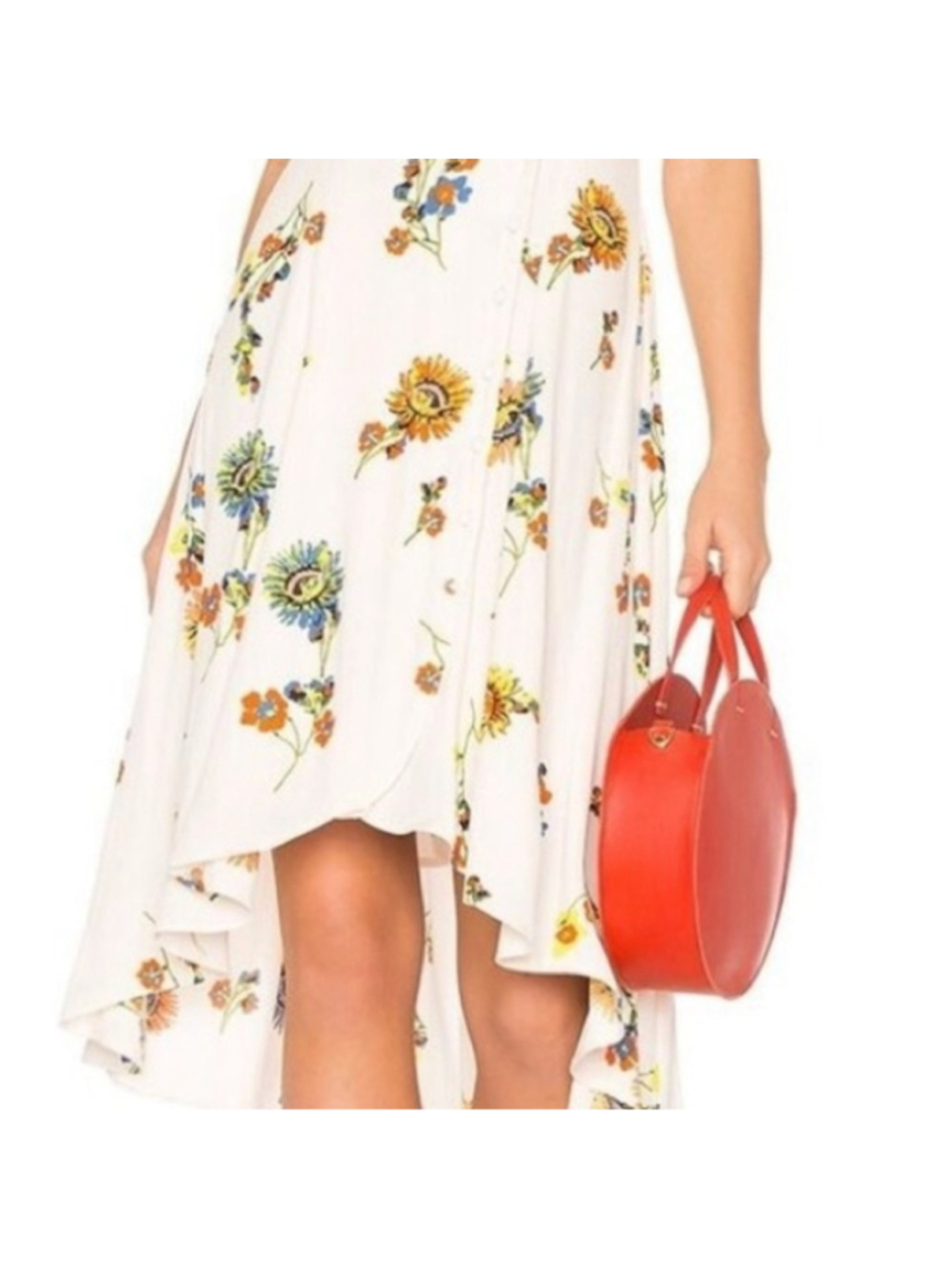Free People Lost in you Asymmetrical Floral Dress - White and Multicolor